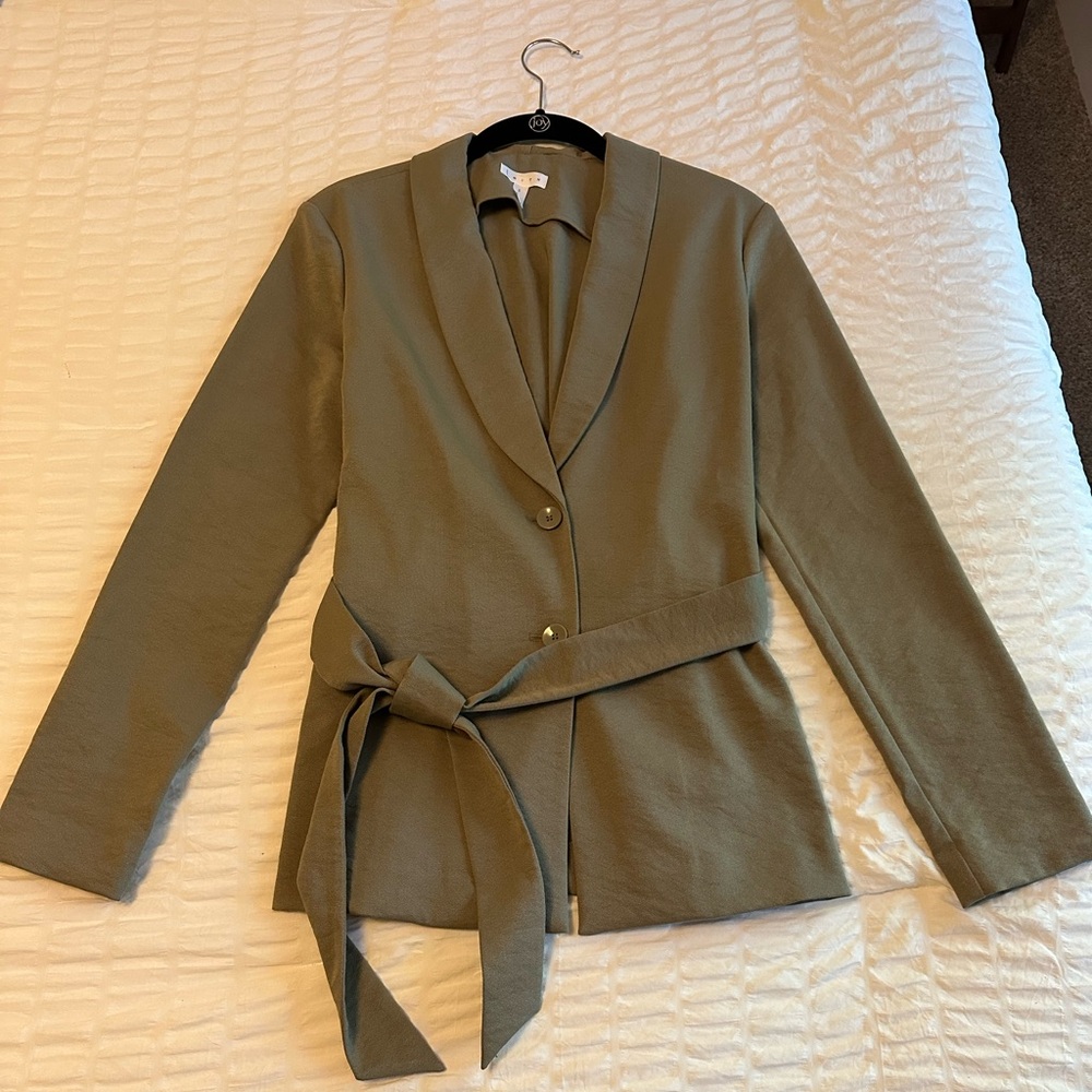 Leith Olive Belted Blazer